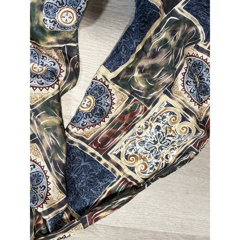 Vintage New York Studio 100% Silk Scarf Women's Multicolor Medallion Print Long
